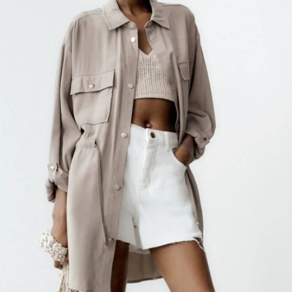 Guess Light Tan Women's Utility Jacket - Picture 4 of 4